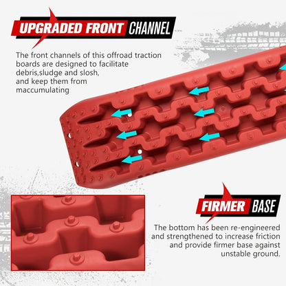 Off-Road Traction Boards Recovery Tracks 2-Pack – 10-Ton Capacity, 40”×11.8” PP Traction Mats for Sand, Mud & Snow