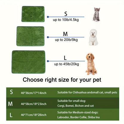 Reusable Dog Potty Training Pad – Washable Artificial Grass Mat, Anti-Odor, Indoor Outdoor Pet Toilet Pad for Dogs Cats, M & L Sizes