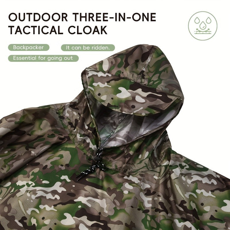 Waterproof Rain Poncho Digital Camouflage – Lightweight Polyester Raincoat for Hiking Camping Mountain Climbing Outdoor Sports
