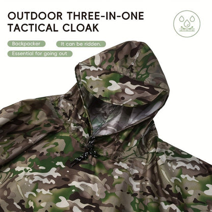 Waterproof Rain Poncho Digital Camouflage – Lightweight Polyester Raincoat for Hiking Camping Mountain Climbing Outdoor Sports