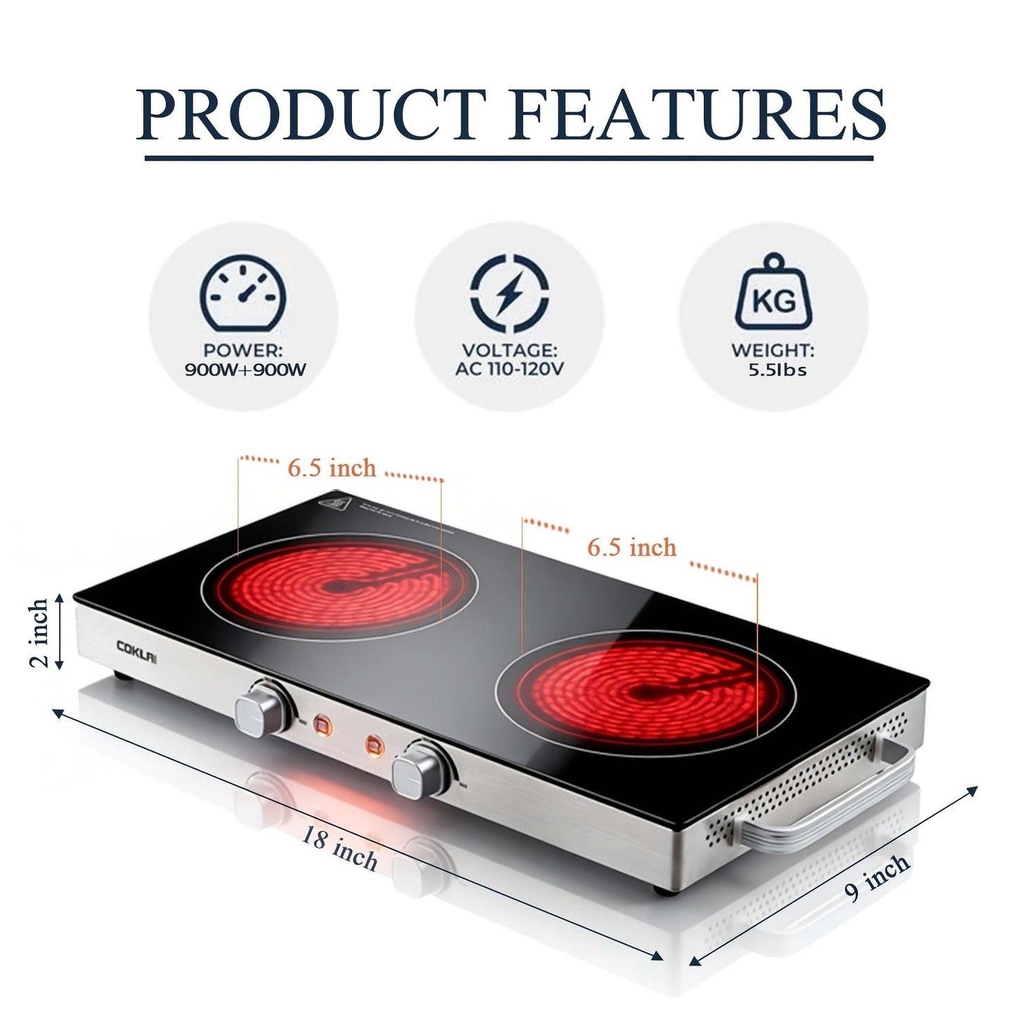 Portable Electric Stove Stainless Steel Single Burner Hot Plate with Temperature Control for Home Cooking, Dining and Outdoor Meals