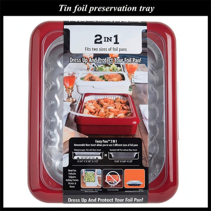 Foil Pan Carrier with Lid 2 in 1 Stackable Food Storage Set BPA Free Dishwasher Safe Portable Casserole Holder for Potluck BBQ Picnic