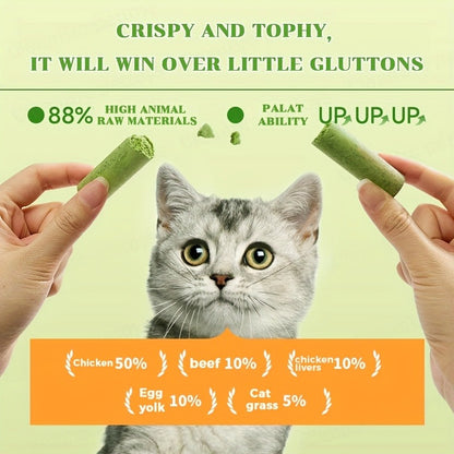 Cat Grass Freeze-Dried Sticks – Natural Dental Chew Snacks for Cats, Hairball Removal & Teeth Cleaning, Consumable Cat Grass Chew Toy (15