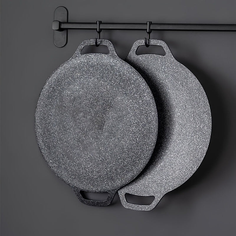 Korean BBQ Grill Pan Cast Iron 3-Piece Set, Non-Stick Portable Fry Pan for Indoor & Outdoor Use, Even Heat