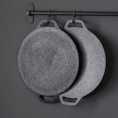 Korean BBQ Grill Pan Cast Iron 3-Piece Set, Non-Stick Portable Fry Pan for Indoor & Outdoor Use, Even Heat