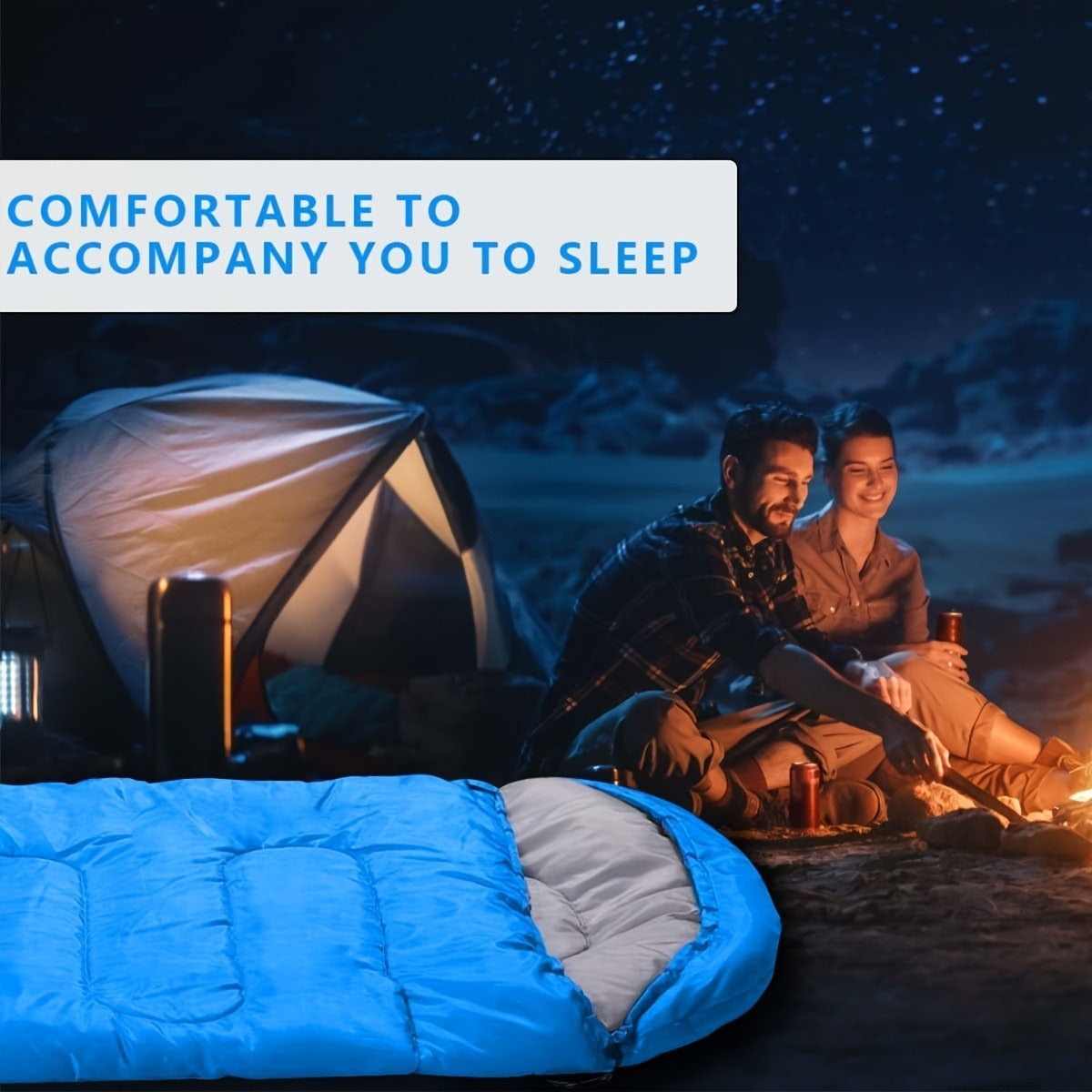 Lightweight 4 Season Sleeping Bag Envelope Design with Drawstring Closure Adjustable Hood Strap Portable Camping Sleep Bag for Backpacking