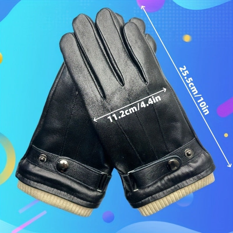 Buckle-Cuff Winter Gloves with Black or Brown Checkout Options and 11.2 x 25.5 cm Pictured Size