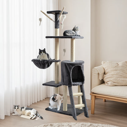 Cat Tree for Large Cats, Tower Multi-Level with Cat Bed, Condo & Sisal Scratching Post – 3 or 4 Tier Indoor Cat Tree for Large Cats