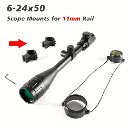 6-24X50 AO Rifle Scope with Illuminated Red Green Reticle, Long Range Hunting Scope for 20mm Picatinny Rail Mount