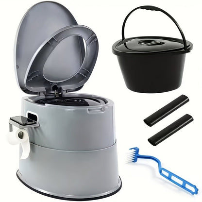 Extra Large Portable Toilet for Adults – Indoor Outdoor Commode with Detachable Inner Bucket & Removable Paper Holder