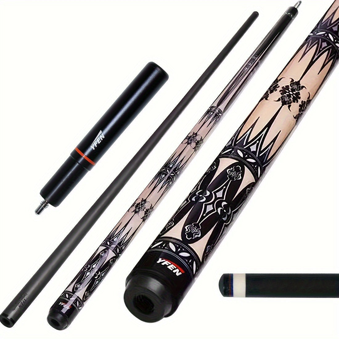 Carbon Fiber Pool Cue Stick 12.5mm Low Deflection Professional Billiard Cue with Extension Canadian Maple Wavy Pin Wrapless Design