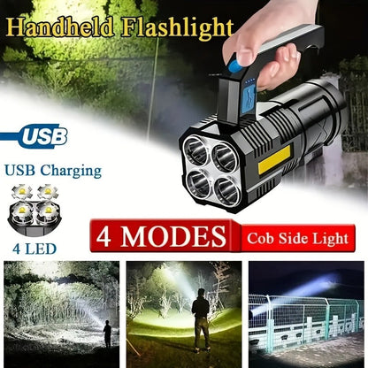 Flashlight 6-Pack Rechargeable Hand Torch Set with Main Beam, COB Side Light and Power Display