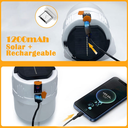 Solar Camping Lantern Four-Pack with USB-C Charging, Three Lighting Modes, Power Display and Carry Handles