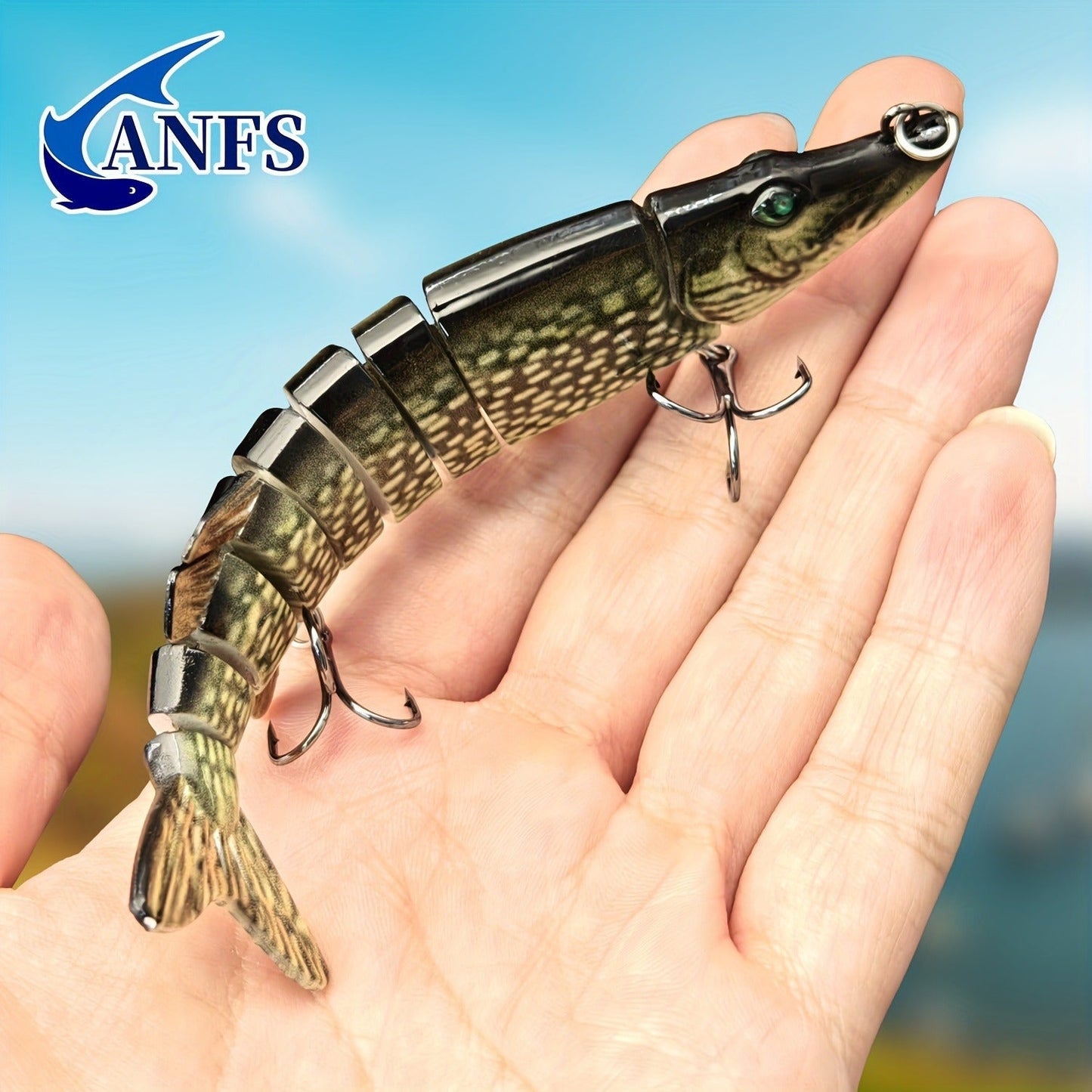 Multi-Jointed Swimbait Fishing Lures for Bass Trout Perch – Slow Sinking Lifelike 3D Eyes ABS Body, Pearl Powder Coating