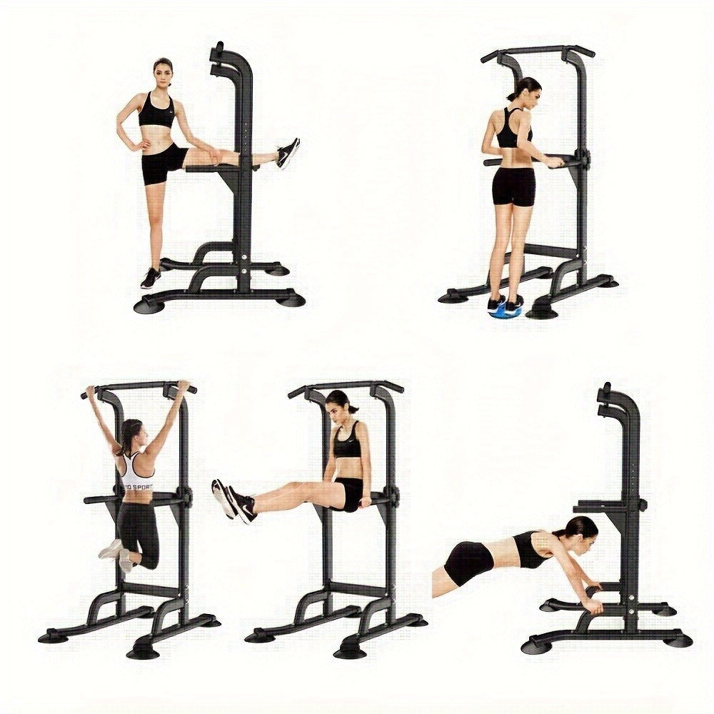 Power Tower Dip Station Pull Up Bar for Home Gym – 330lb Capacity, 10 Height Levels 65"-83", 6 Exercise Positions