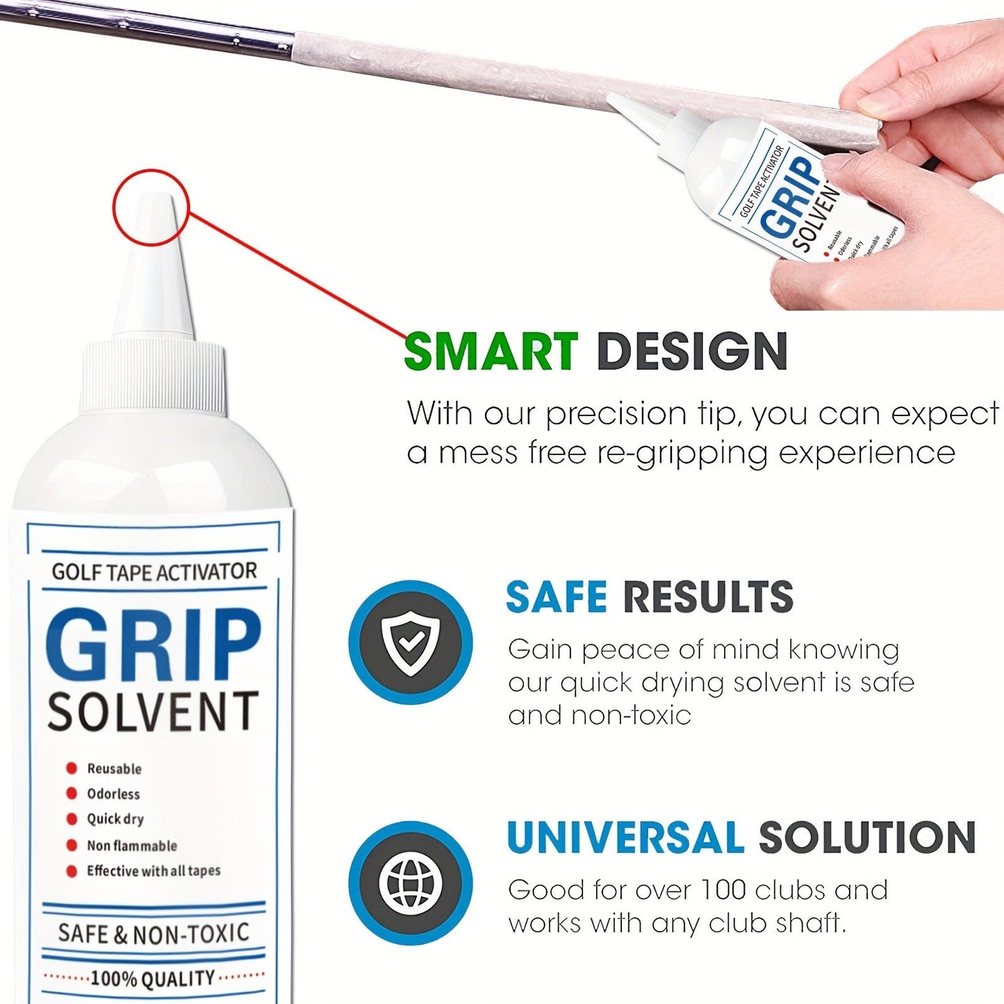 Golf Grip Regripping Kit 4 Sets with Hook Blades Grip Tape Strips Grip Solvent 8oz Rubber Vise Clamp Complete Golf Club Grip Installation