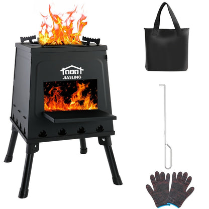 Camping Wood Stove Portable Wood Burning Stove – Outdoor BBQ Rocket Stove for Hiking Picnic Survival Cooking