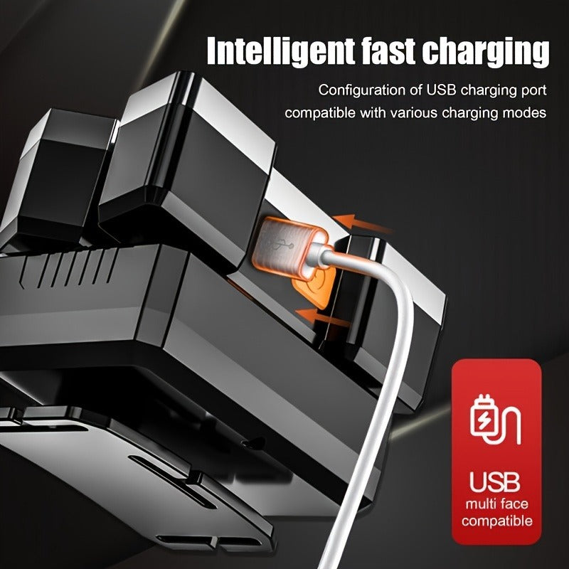 Two-Pack Rechargeable Headlamps with Five LEDs, Four Modes, 90° Tilt, IP44 Marking and Two USB Cables