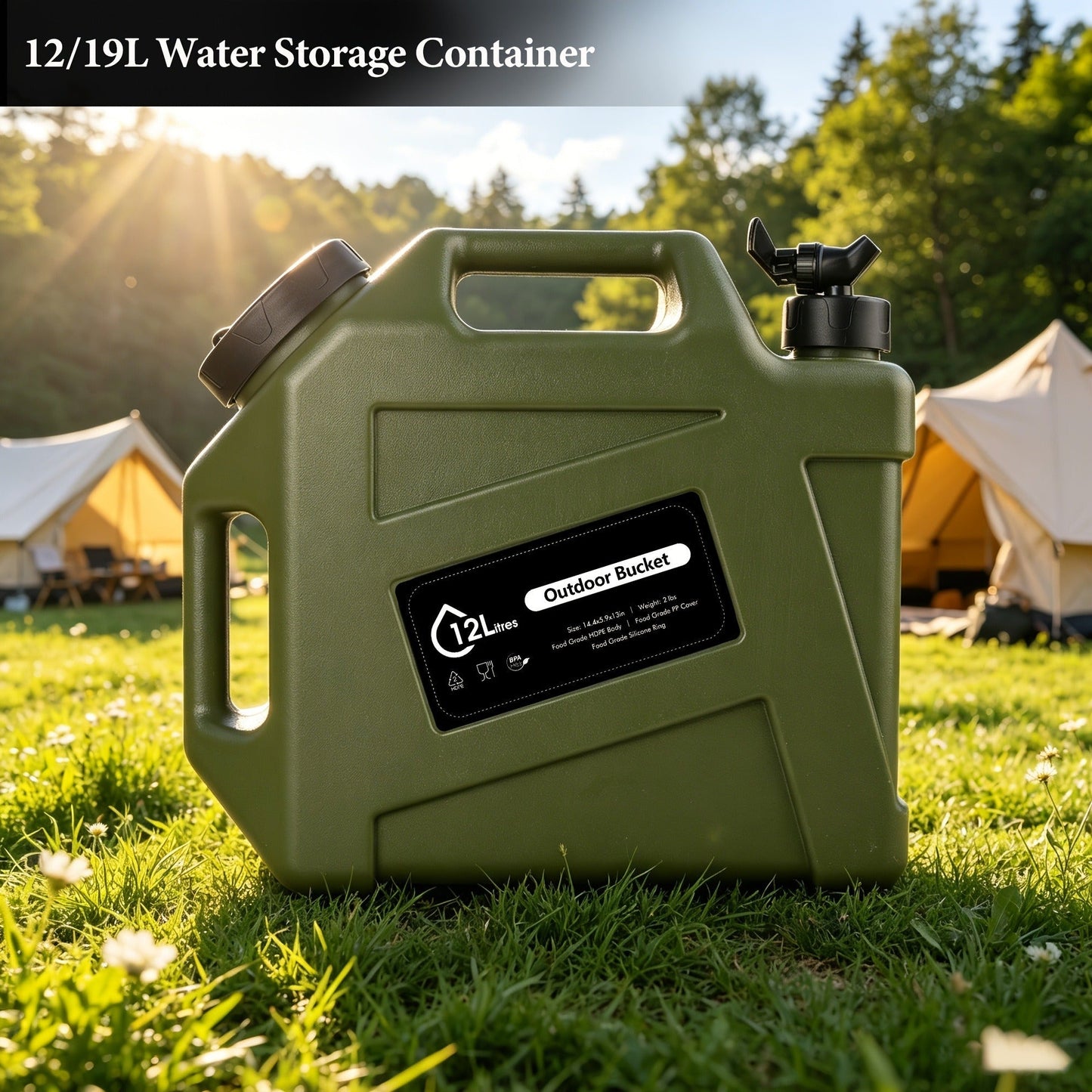 Water Storage Container with Spigot 2 Handles BPA Free PVC Collapsible Water Jug for Camping Outdoor RV Hiking Emergency Survival Portable