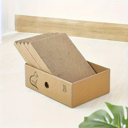 Cat Scratching Board & Bed Combo – 5-Layer Large Corrugated Cardboard Scratcher with Premium Texture, Replaceable Design for Indoor Cats