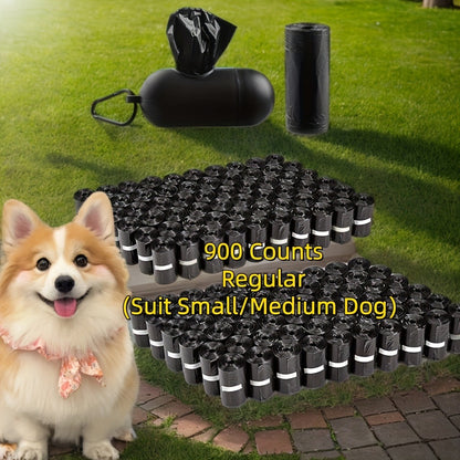 Dog Waste Bag Dispenser with D-Ring – 900 Bags Included, 60 Rolls, Leash & Key Attachment, Portable Poop Bag Holder for Walking