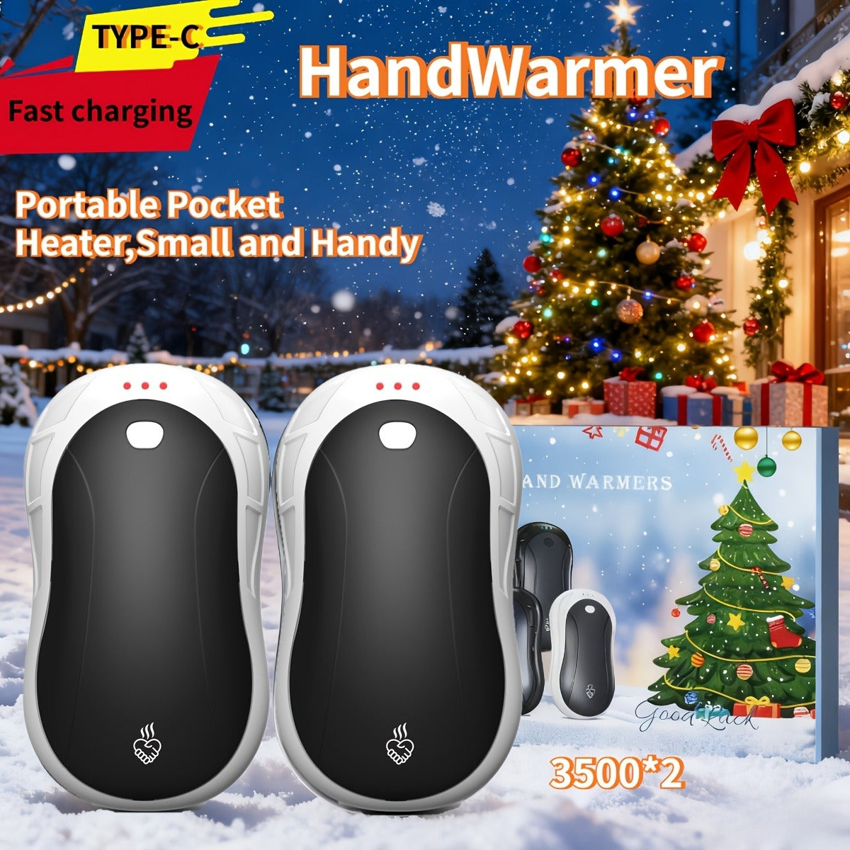 Magnetic Hand Warmer 2-in-1 Double Sided Heating – 3-Speed Temperature Control, Portable Pocket Heater for Skiing, Camping