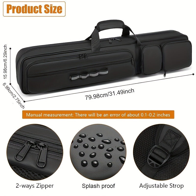 Pool Cue Case 4x4 – Billiard Cue Bag Holds 4 Butts & 4 Shafts, Hidden Backpack Strap, Large Front Accessory Pockets