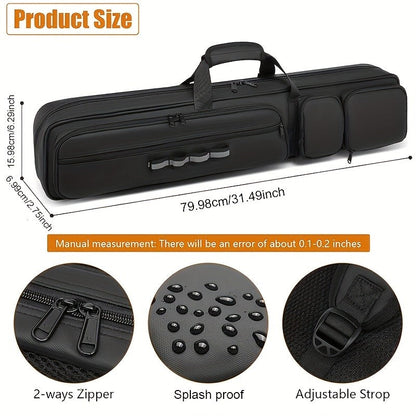 Pool Cue Case 4x4 – Billiard Cue Bag Holds 4 Butts & 4 Shafts, Hidden Backpack Strap, Large Front Accessory Pockets