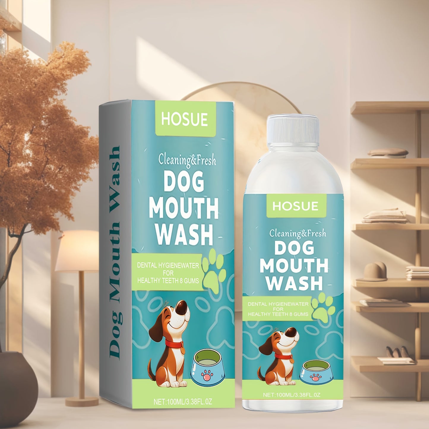 Dog Mouthwash for Fresh Breath with Peppermint Extract – Natural Dental Health Oral Care Liquid, Easy-to-Use Water Additive for Dogs