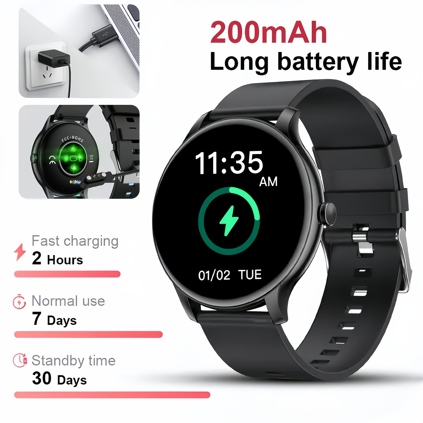 Fitness Tracker Smartwatch for Men & Women – 1.28" Display, Sleep Monitor, Step Counter, Distance Tracker, Running & Gym