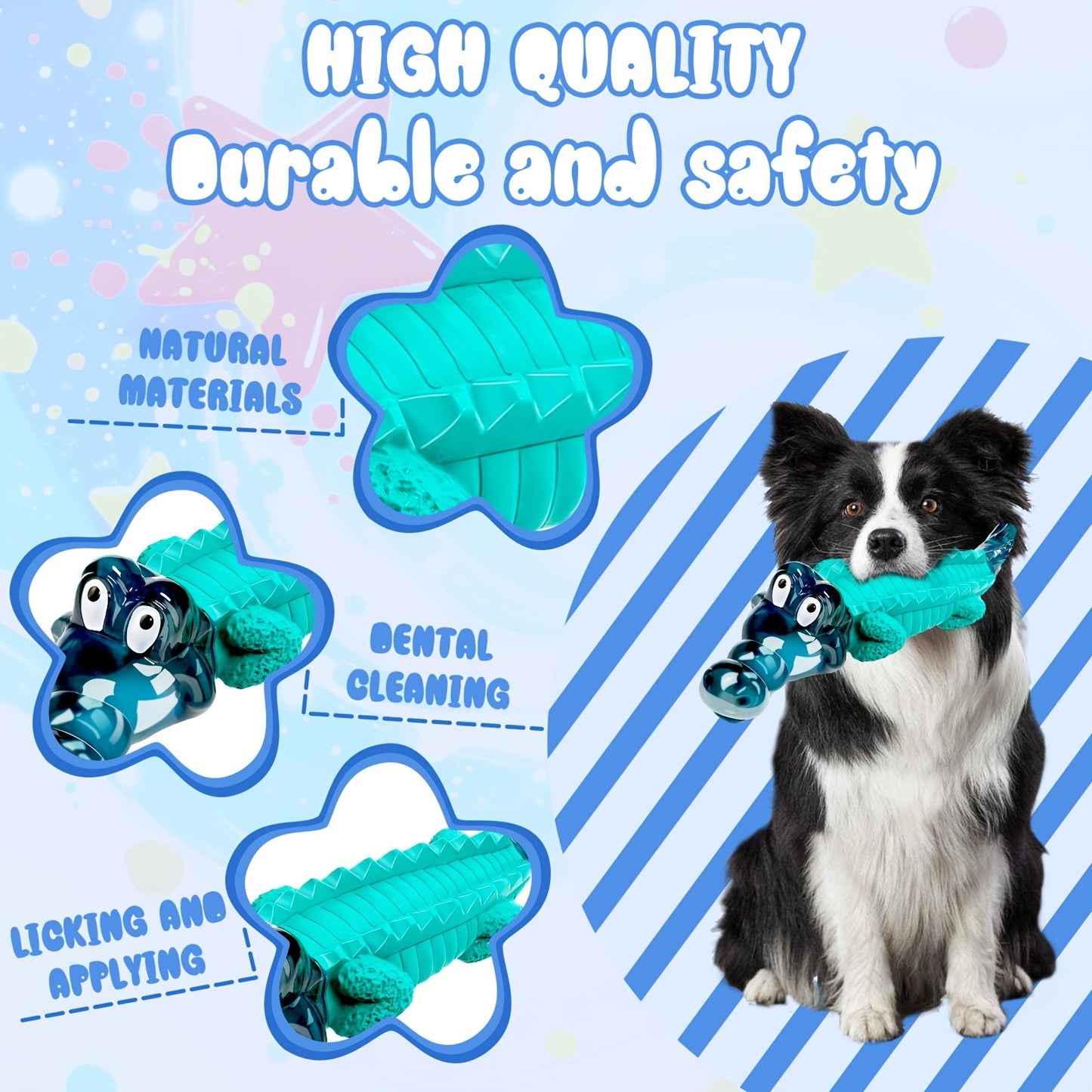 Indestructible Dog Chew Toy for Large & Medium Dogs – Tough Rubber Crocodile Chew Toy with Milk Flavor & Dental Ridges