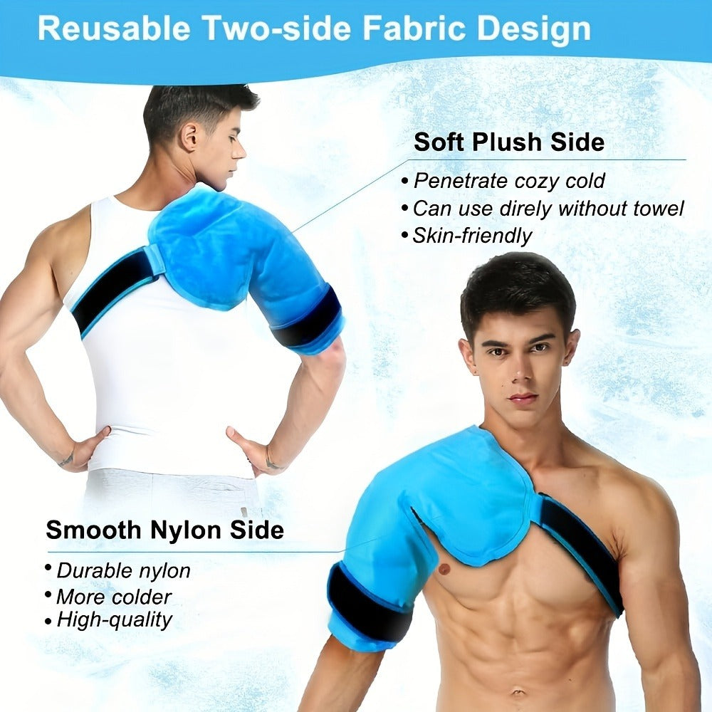 Shoulder Ice Pack Wrap Hot Cold Therapy Gel Pack Reusable Rotator Cuff Compress Adjustable Strap Hands-Free Pain Relief for Athletes Gym