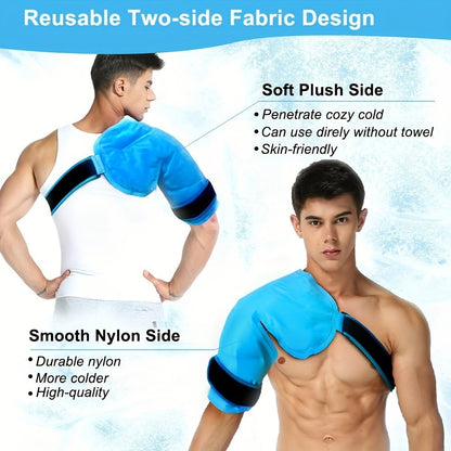 Shoulder Ice Pack Wrap Hot Cold Therapy Gel Pack Reusable Rotator Cuff Compress Adjustable Strap Hands-Free Pain Relief for Athletes Gym