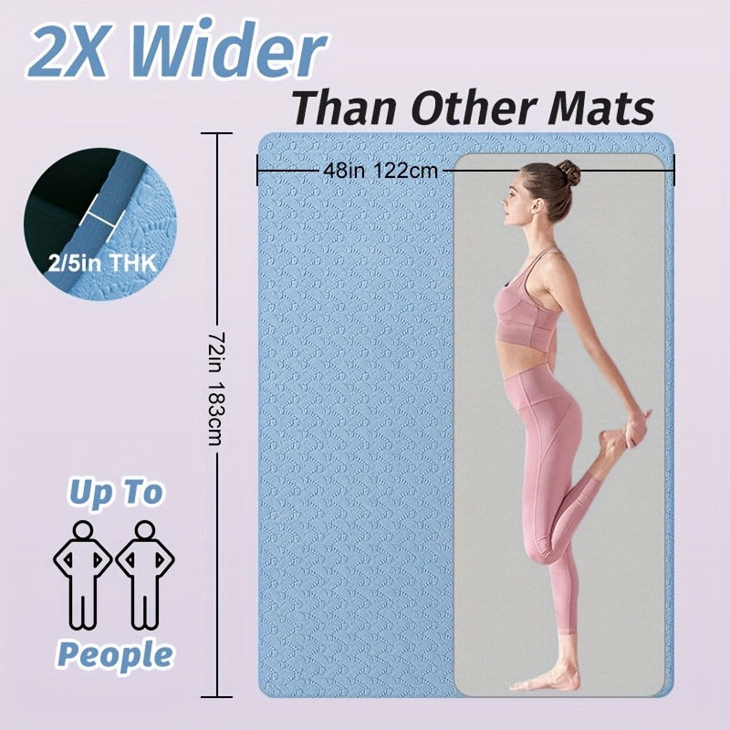 Extra Large TPE Yoga Mat 6’×4’ – 10mm Extra Thick Non-Slip Exercise Mat with Alignment Lines, Double-Sided Grip