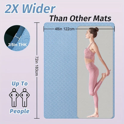 Extra Large TPE Yoga Mat 6’×4’ – 10mm Extra Thick Non-Slip Exercise Mat with Alignment Lines, Double-Sided Grip