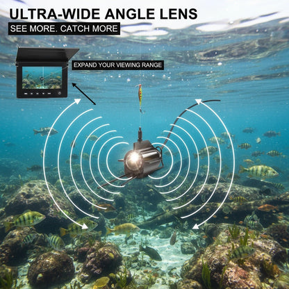 Underwater Fishing Camera with 4.3" HD Screen – Fish Finder with 140° Wide Angle Lens, Fish-Attracting Light