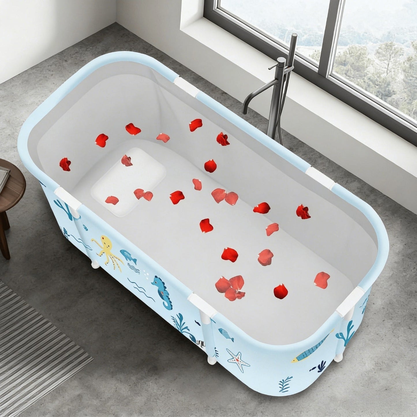Soaking Tub Foldable Portable for Adults 47.2"x19.7"x21.7", Freestanding Hot Bath & Ice Bath Spa Tub