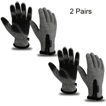 Two-Pair Full-Finger Winter Gloves in Black or Gray with Complete S, M, L, XL and XXL Size Grid