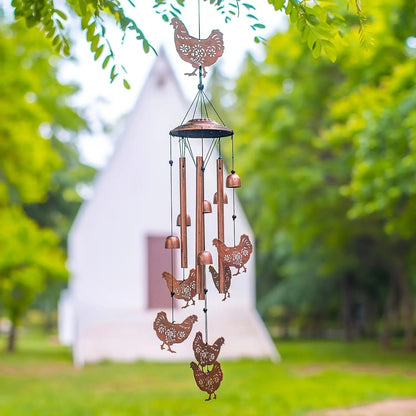 Wind Chime Outdoor Chicken Farmhouse Decor – Aluminum Tube Soothing Sound Garden Porch Patio Hanging Ornament