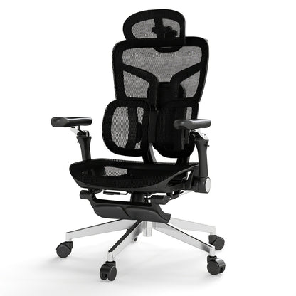Office Chair High-Back with 6D Adjustable Armrests, Retractable Footrest, Lumbar Section and Swivel Base
