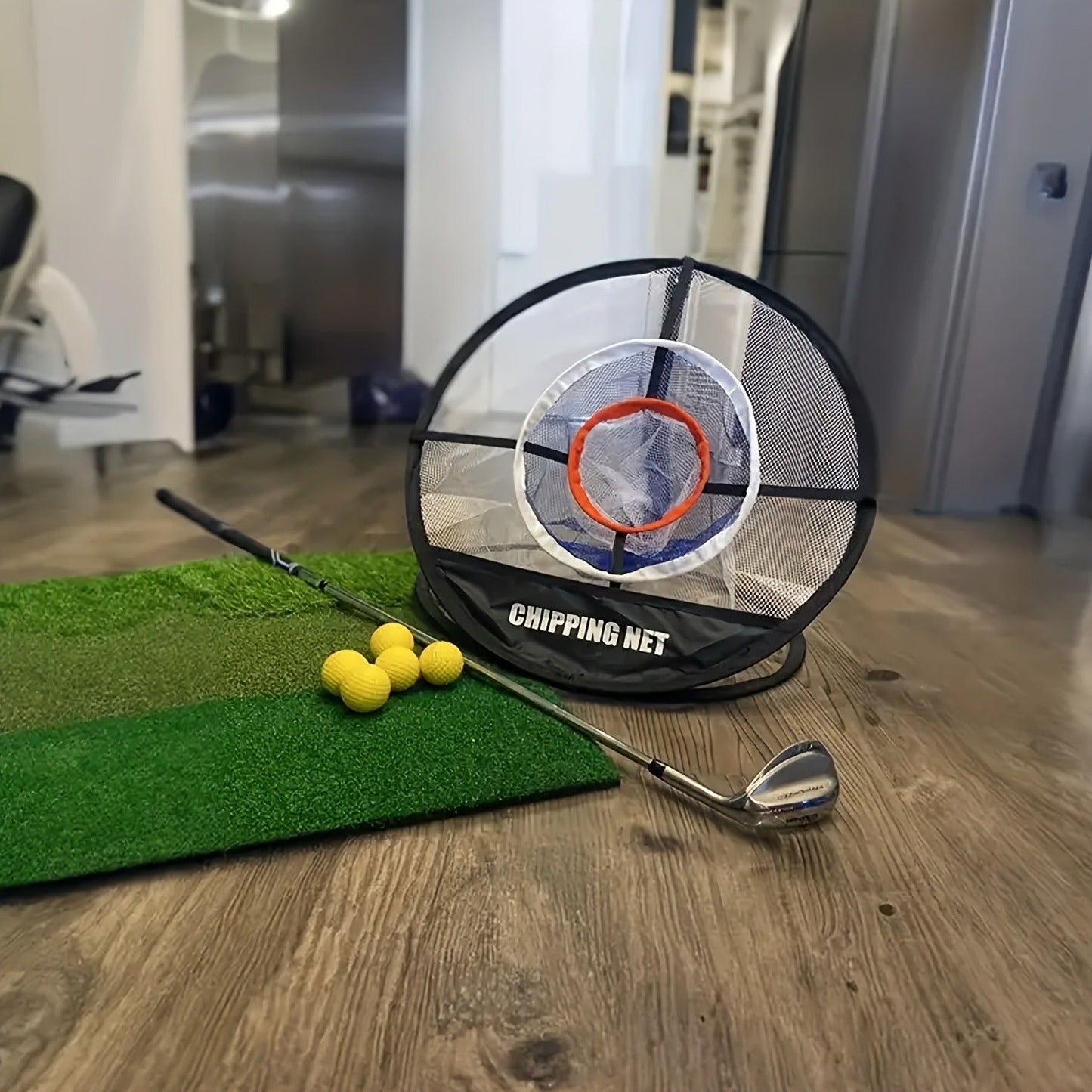 Portable Folding Golf Ball Pick Up Net – Golf Training Target Retrieval Net with Fixing Tool for Indoor & Outdoor Swing Practice