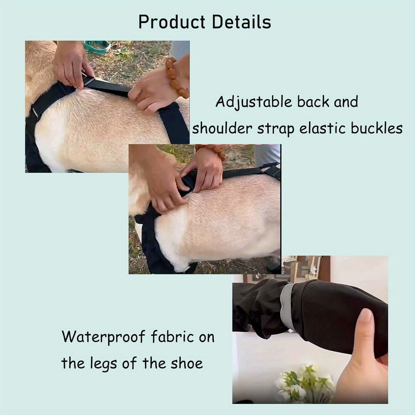 Dog Boots Anti-Slip Suspender Booties with Adjustable Straps & Buckles – Winter Warm Durable Polyester Snow & Ice Paw Protector