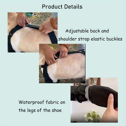 Dog Boots Anti-Slip Suspender Booties with Adjustable Straps & Buckles – Winter Warm Durable Polyester Snow & Ice Paw Protector