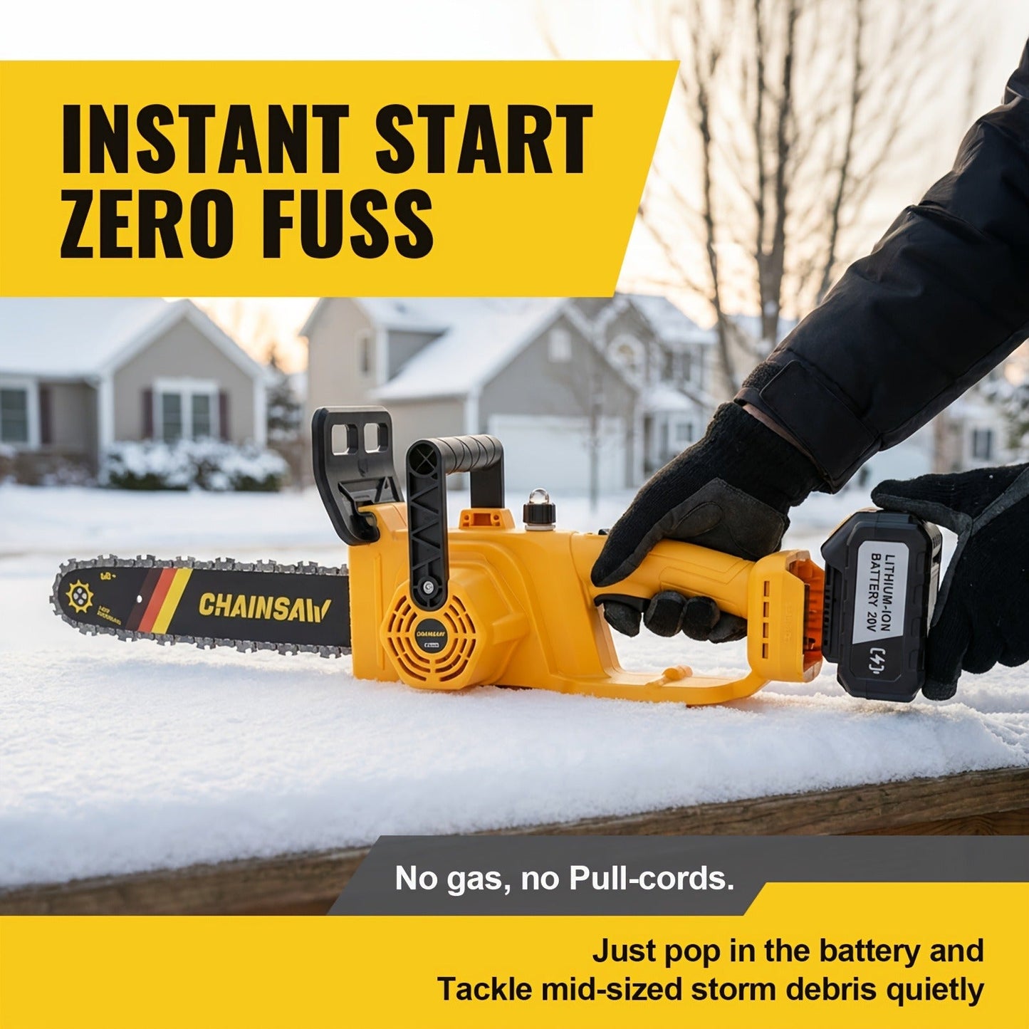 Cordless Brushless Chainsaw with 6- or 12-Inch Bar, One- or Two-Battery Kits in Purple, Green, Teal or Yellow