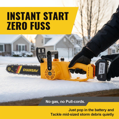 Cordless Brushless Chainsaw with 6- or 12-Inch Bar, One- or Two-Battery Kits in Purple, Green, Teal or Yellow