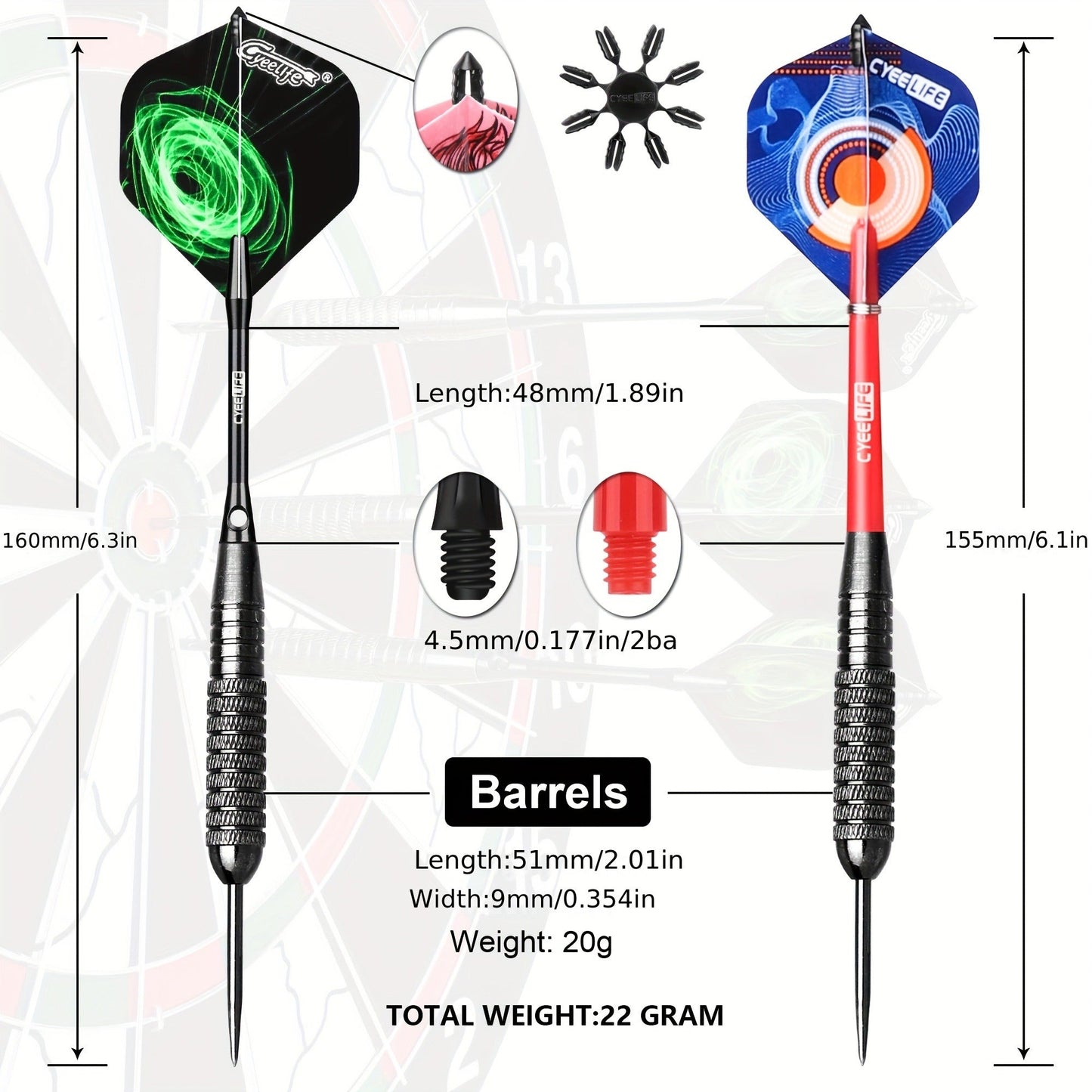 Professional Steel Tip Darts Set with Carrying Case – Aluminum & PVC Shafts, Extra Replacement Flights & Plastic Protectors