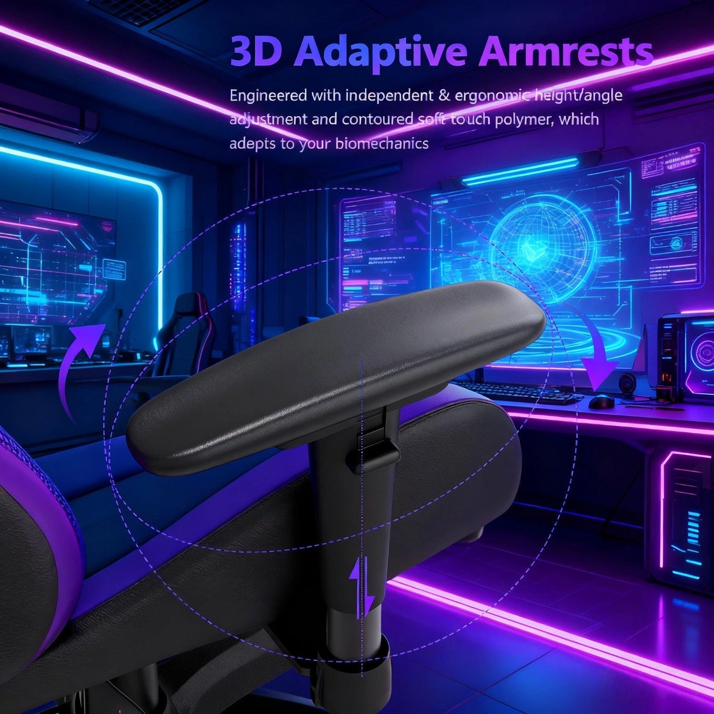 Gaming Chair with 7-Point Vibration Massage, Bluetooth Speakers, RGB Lighting, Footrest and 400lb Rating