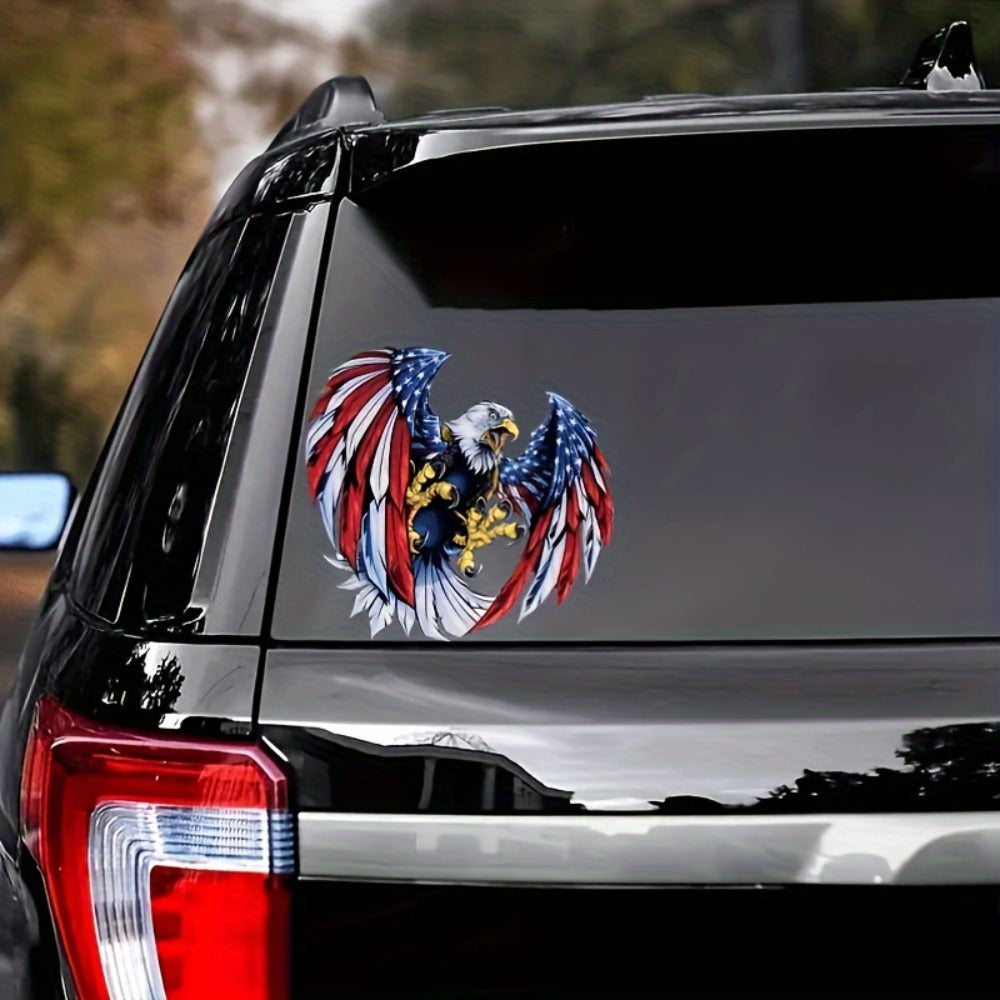 American Flag Eagle Vinyl Decal Four-Pack with 9.84 × 9.44-Inch Graphic for Vehicle Windows and Panels