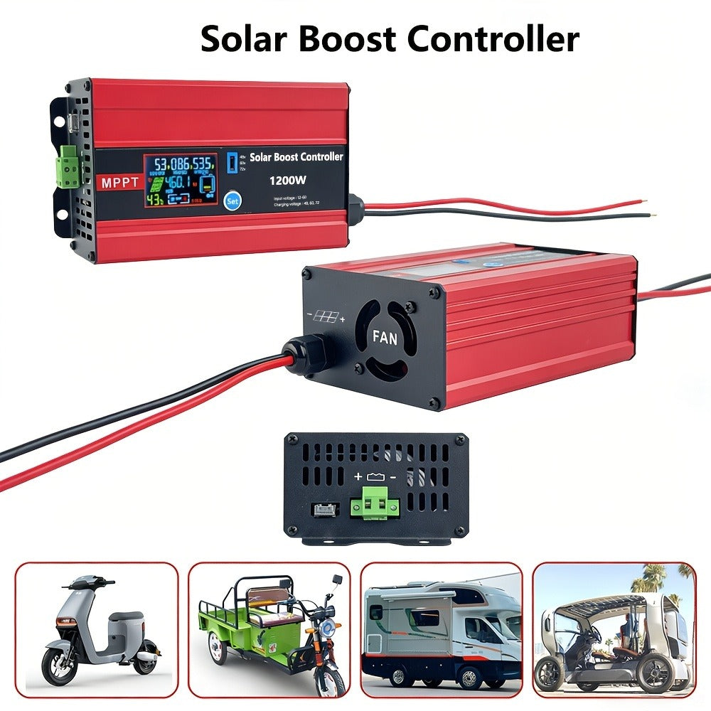 30A MPPT Solar Boost Charge Controller 1200W – DC-DC Step-Up Solar Panel Regulator for Lead-Acid, Gel & Lithium Batteries