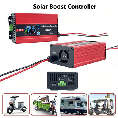 30A MPPT Solar Boost Charge Controller 1200W – DC-DC Step-Up Solar Panel Regulator for Lead-Acid, Gel & Lithium Batteries